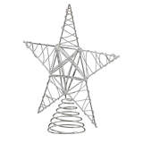 For Living - Décoration pour cime sapin de Noël Étoile en fil métallique, argent, 10 po Front_Angled_Left