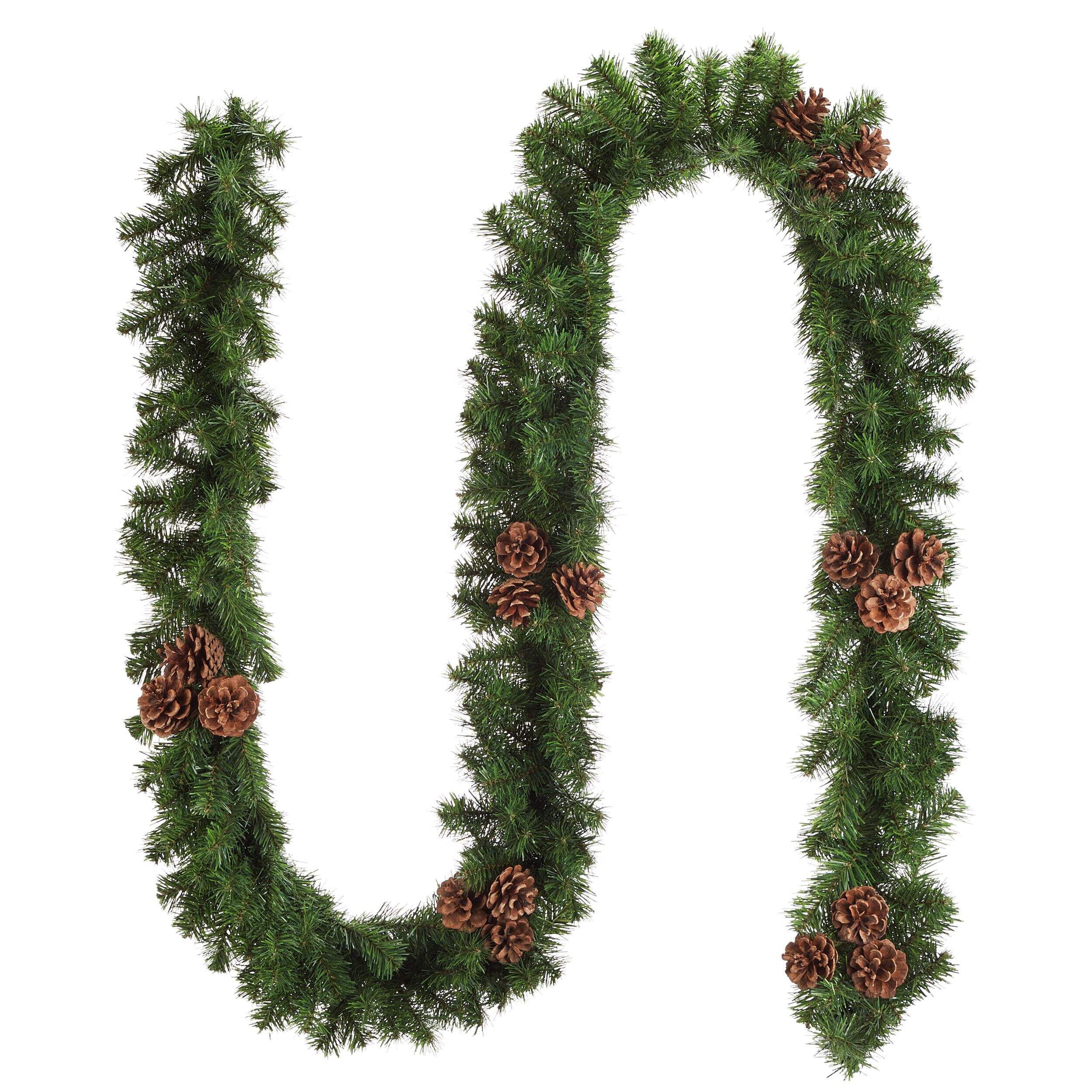 For Living - Guirlande de Noël en pin avec pommes de pin, artificiel, 9 pce Front_Flat