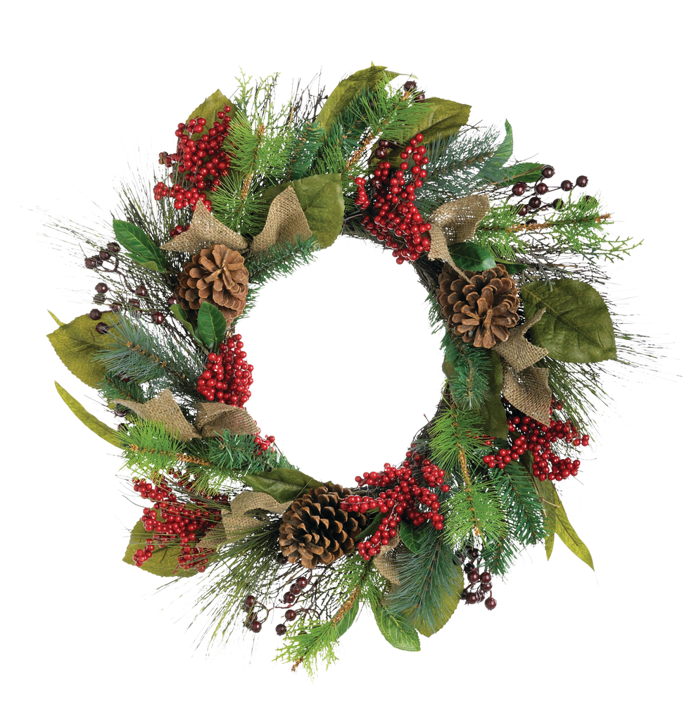 For Living Christmas Decoration Artificial Wreath with Pinecones