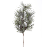 Décoration de Noël rameau de longues aiguilles et pommes de pin artificielles recouvertes neige CANVAS Front_Flat