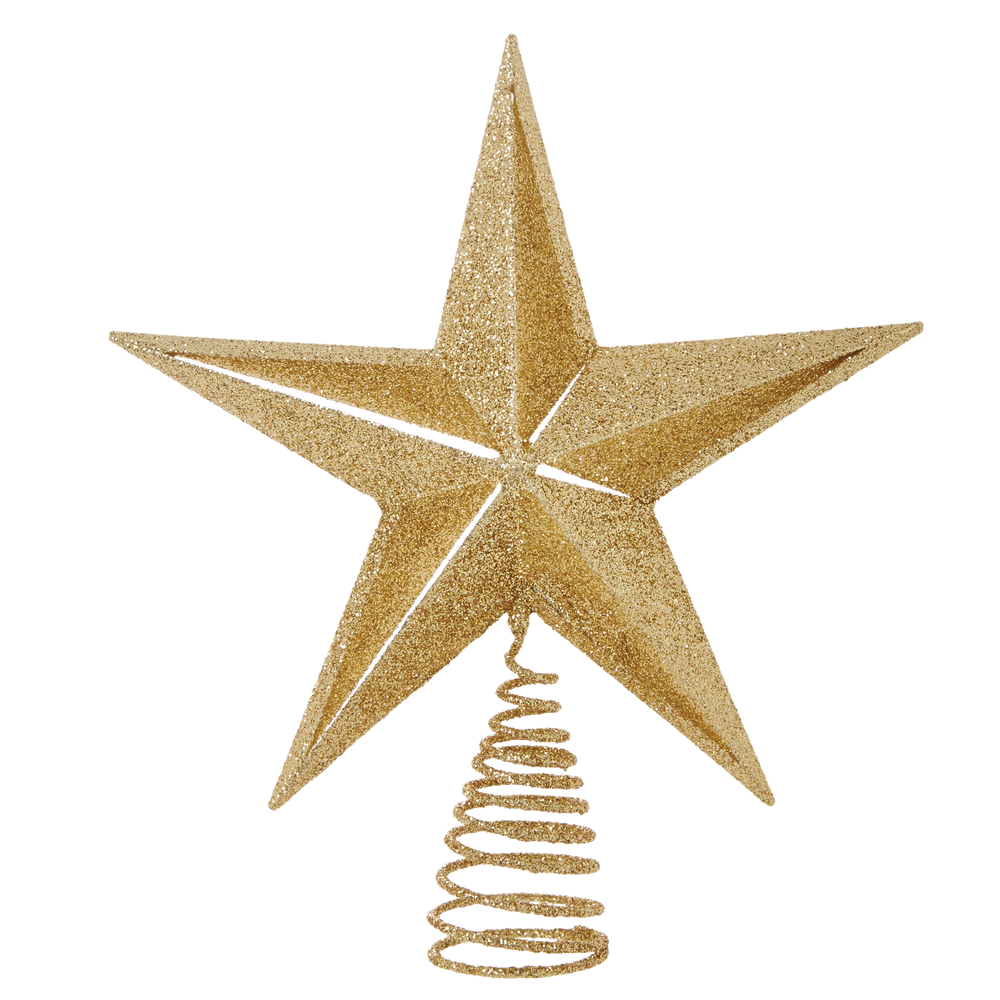 For Living Gold Glitter Star Tree Topper, 12-in 