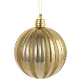 For Living Decoration Pumpkin Ball Christmas Ornament, Gold Stripe, 250-mm Front_Flat