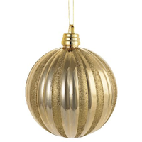 For Living Decoration Pumpkin Ball Christmas Ornament, Gold Stripe, 250-mm Front_Flat
