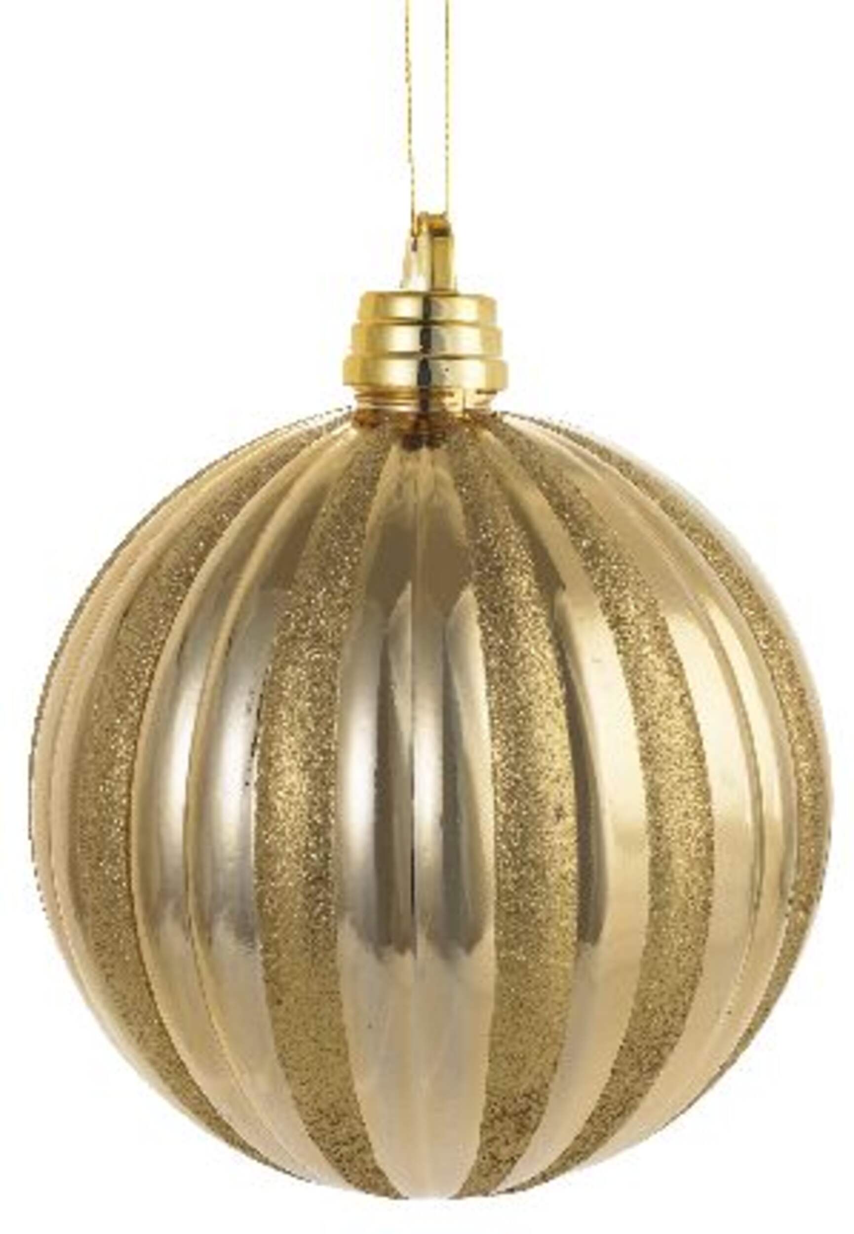 For Living Decoration Pumpkin Ball Christmas Ornament, Gold Stripe, 250-mm Front_Flat