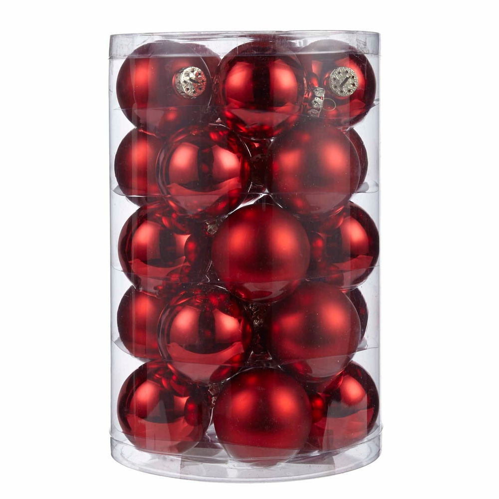 CANVAS Red Glass Ball Ornament Set, Assorted, 25pk Canadian Tire