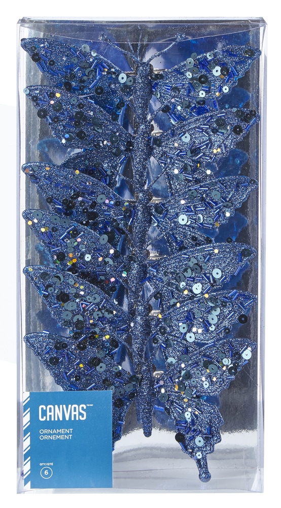 CANVAS Blue Glitter & Sequin Butterfly Ornaments, 6pk Canadian Tire