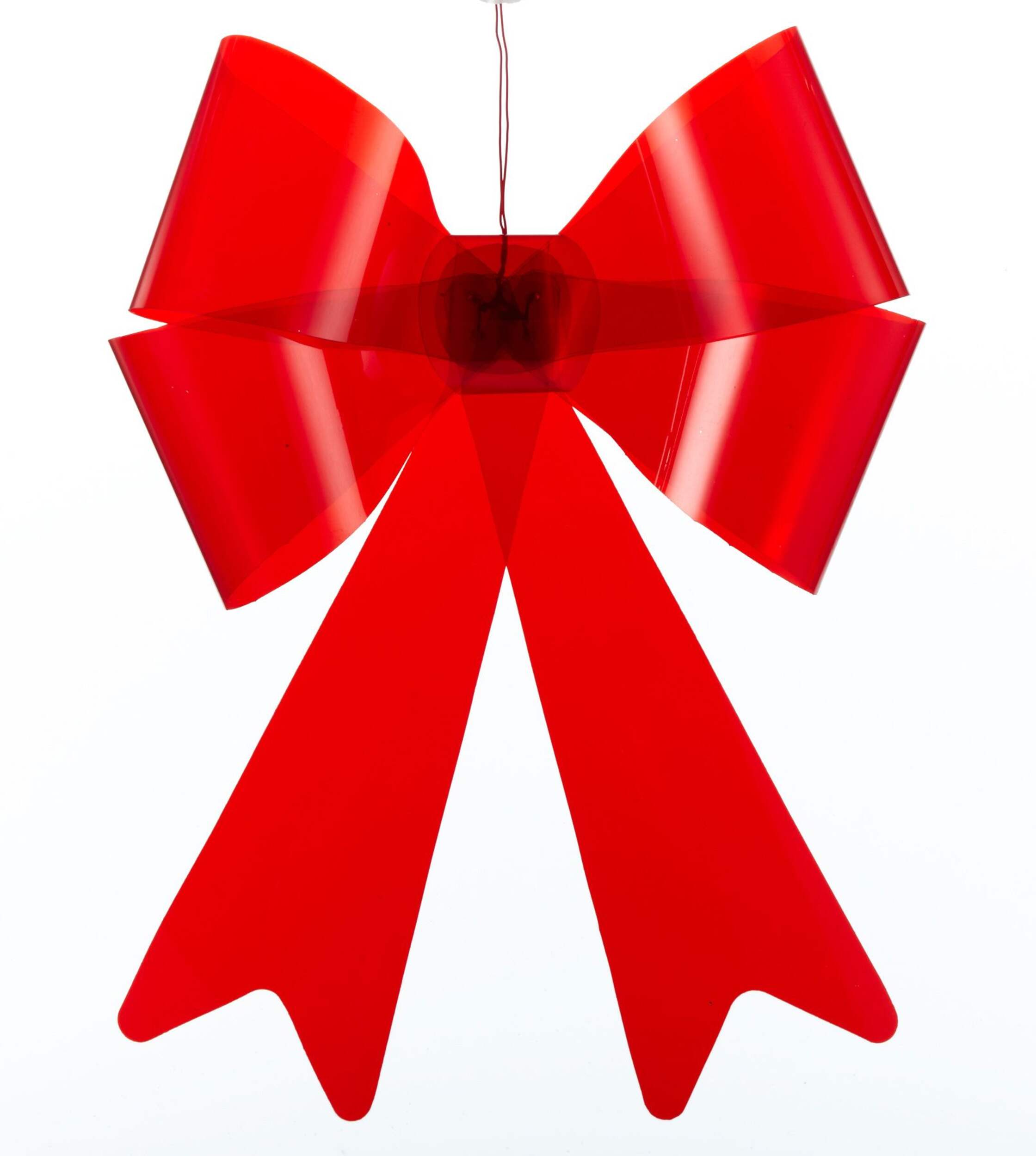 Large Red Transparent Four Loop Bow Front_Flat