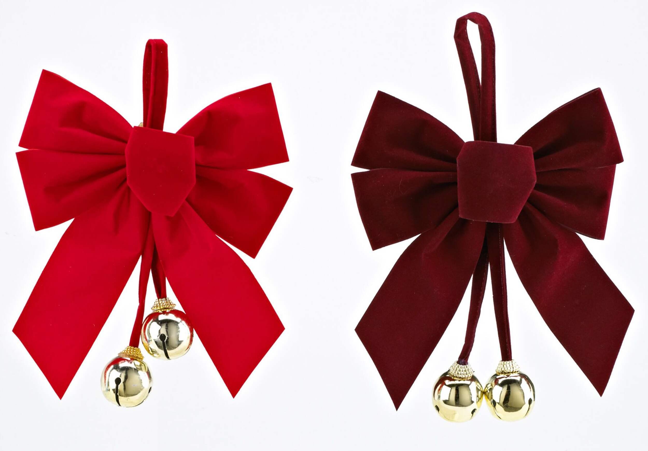 Velvet Bow with Bells and Loop, Assorted Front_Flat