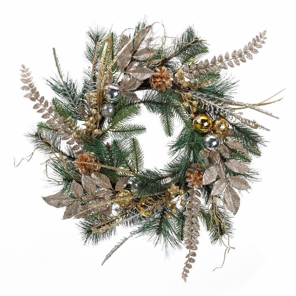 Holiday Collections 24-in Gold Foliage Spray Wreath | Canadian Tire