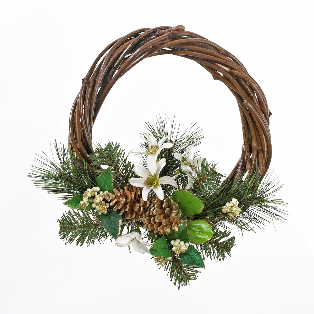 Holiday Collections 12in Twig, Floral and Pine Wreath Canadian Tire