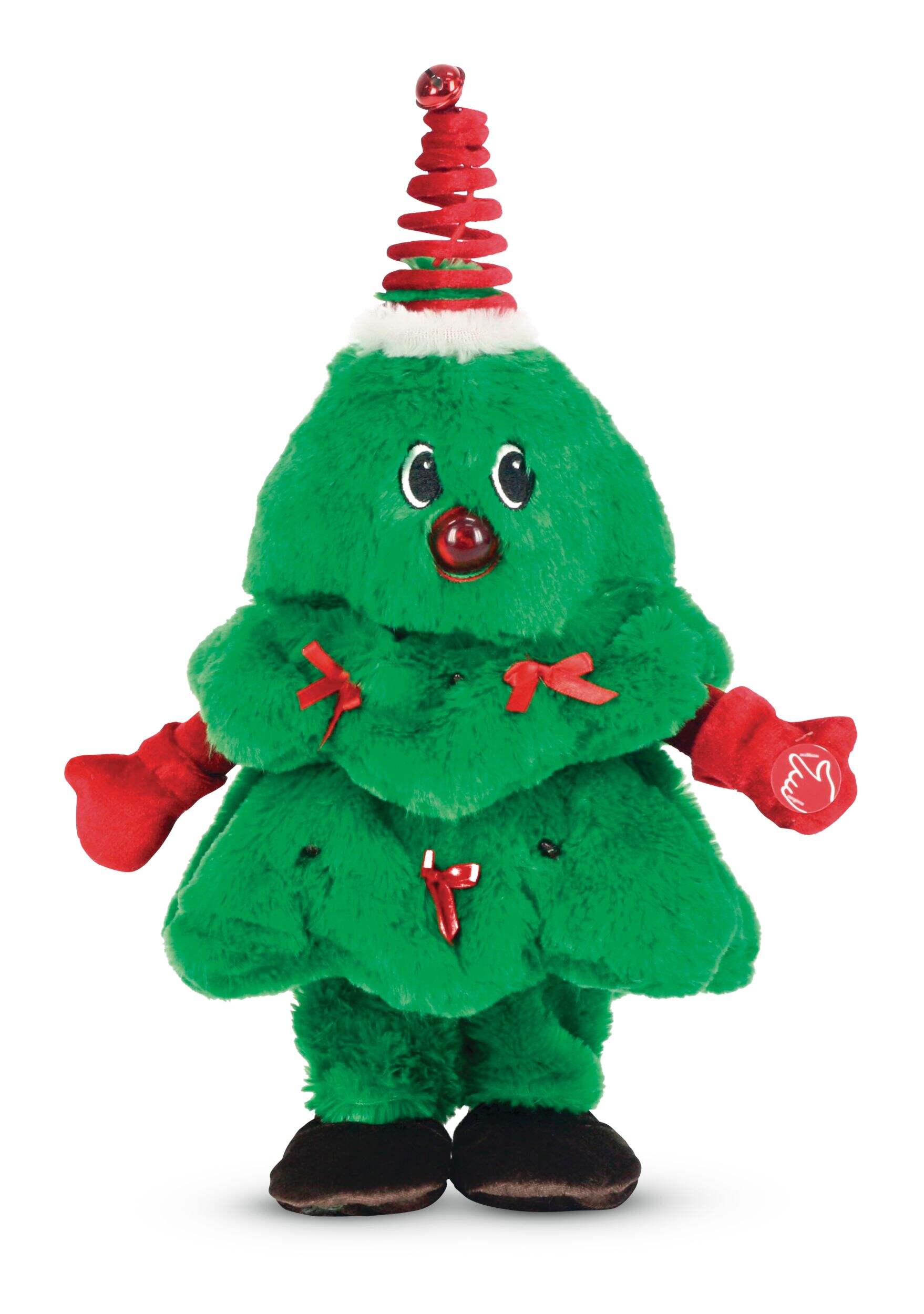 Décoration de Noël arbre de Noël musical dansant en peluche Dan Dee, vert, 12 po Front_Flat