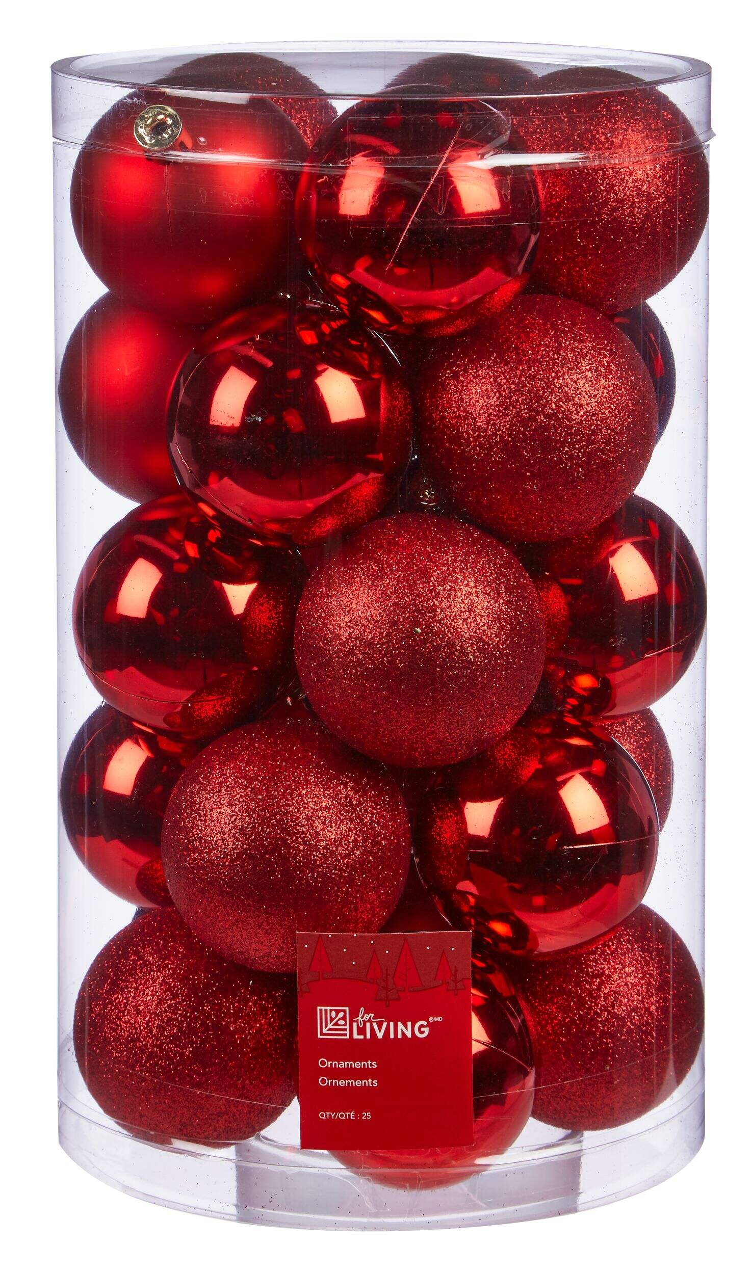 Décoration de Noël boule For Living, rouge nordique, variés, paq. 25 Front_Elevated