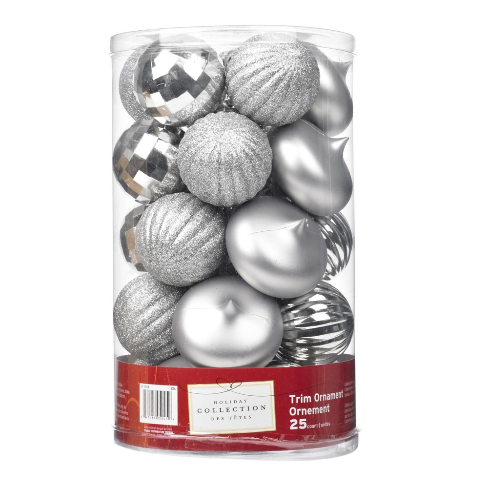 For Living Silver Ball Ornament Set, 25pk Canadian Tire