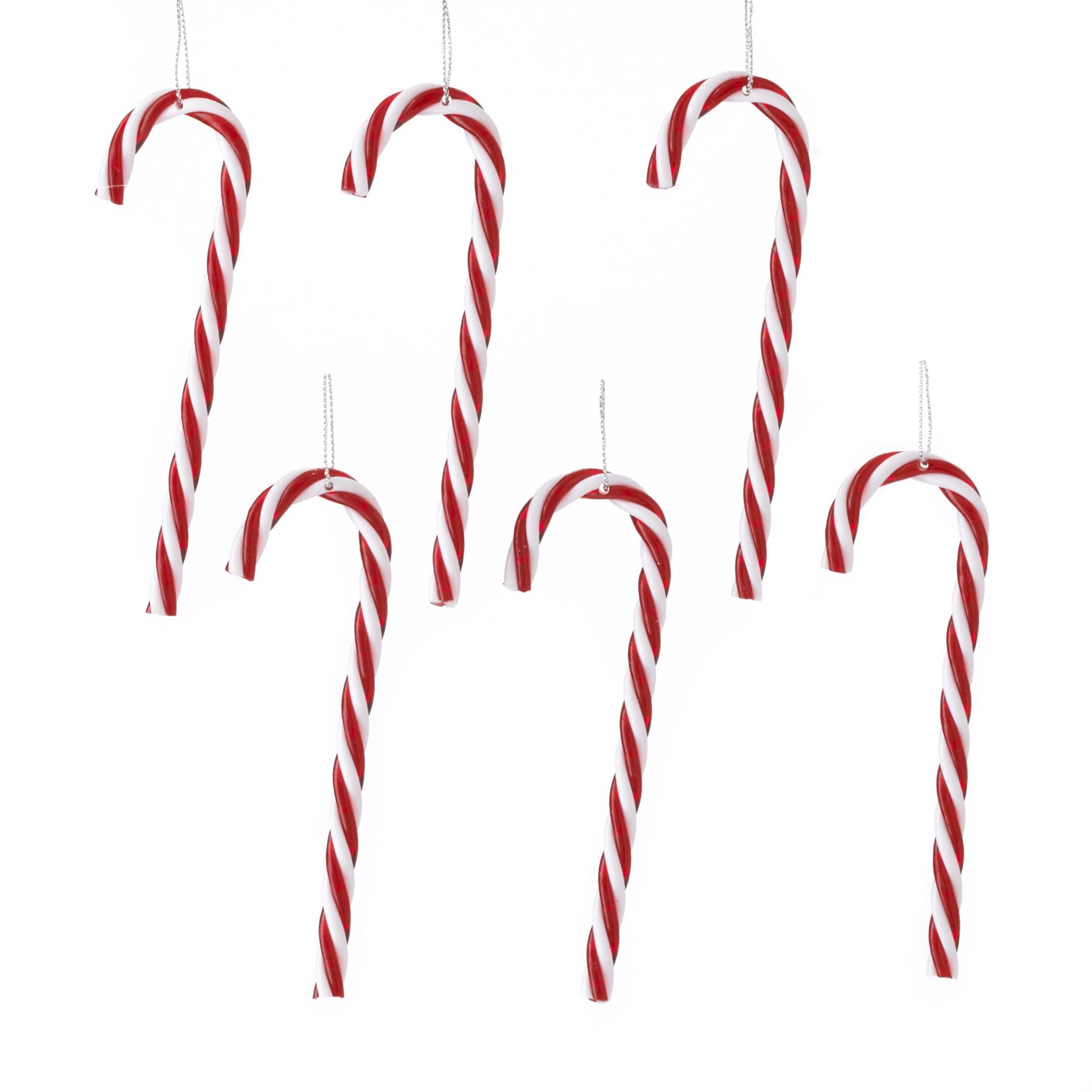 CANVAS Red Collection Decoration Candy Cane Christmas Ornament Set, 5-in, 6-pk Front_Flat