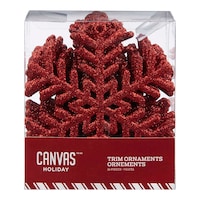 CANVAS Red Collection Decoration Snowflake Christmas Ornament Set, 100-mm, 24-pk Front_Elevated