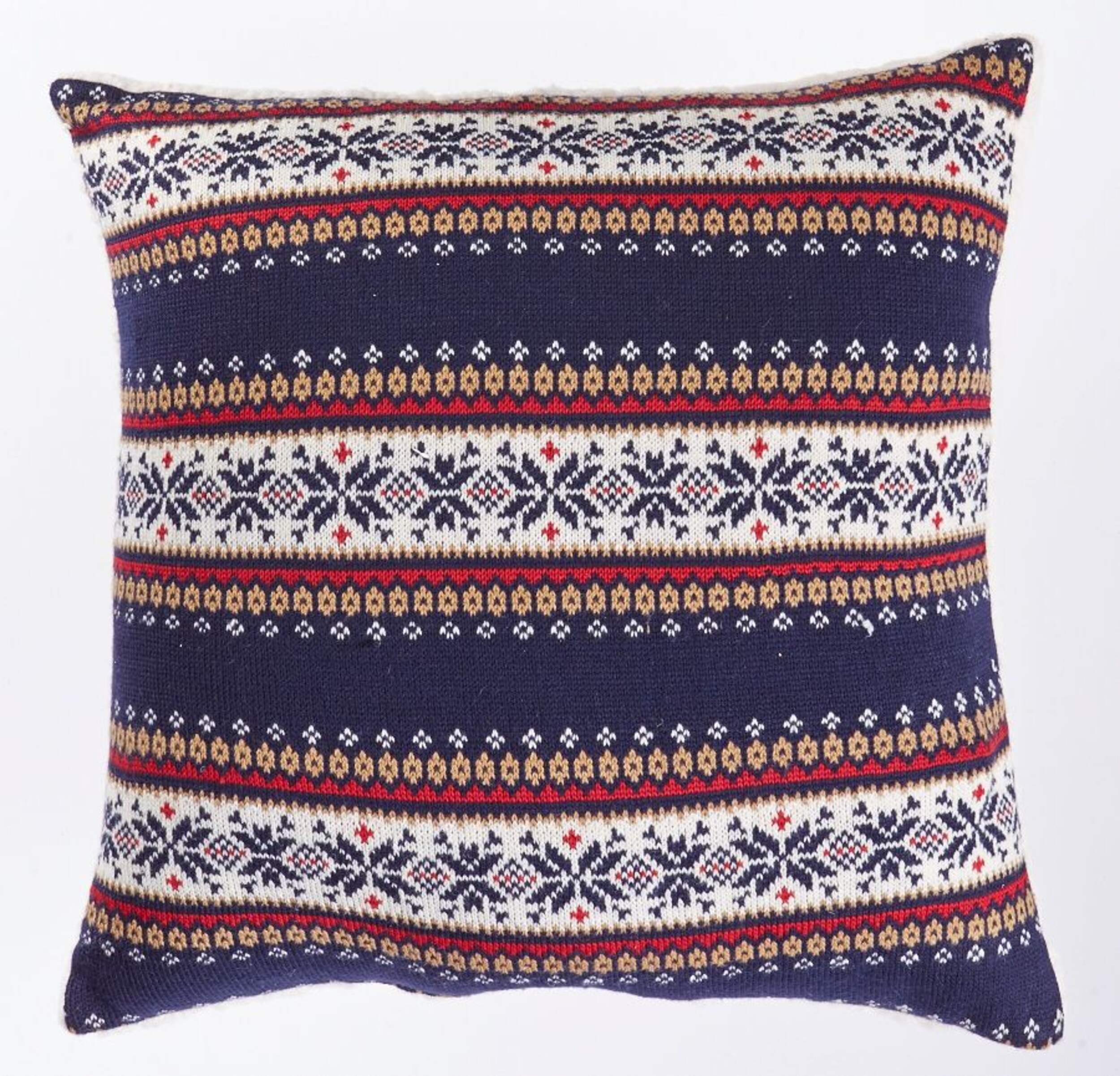 CANVAS Navy Nordic Snowflake Toss Cushion Front_Flat