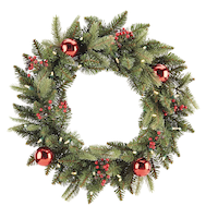 NOMA Grandin - Couronne de Noël très réaliste, 24 po Front_Flat