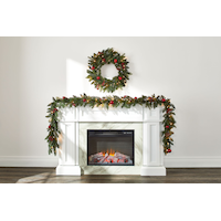 NOMA Grandin - Guirlande de Noël lumineuse avec Baies et ornement rouge, réaliste , 9 po Front_Flat