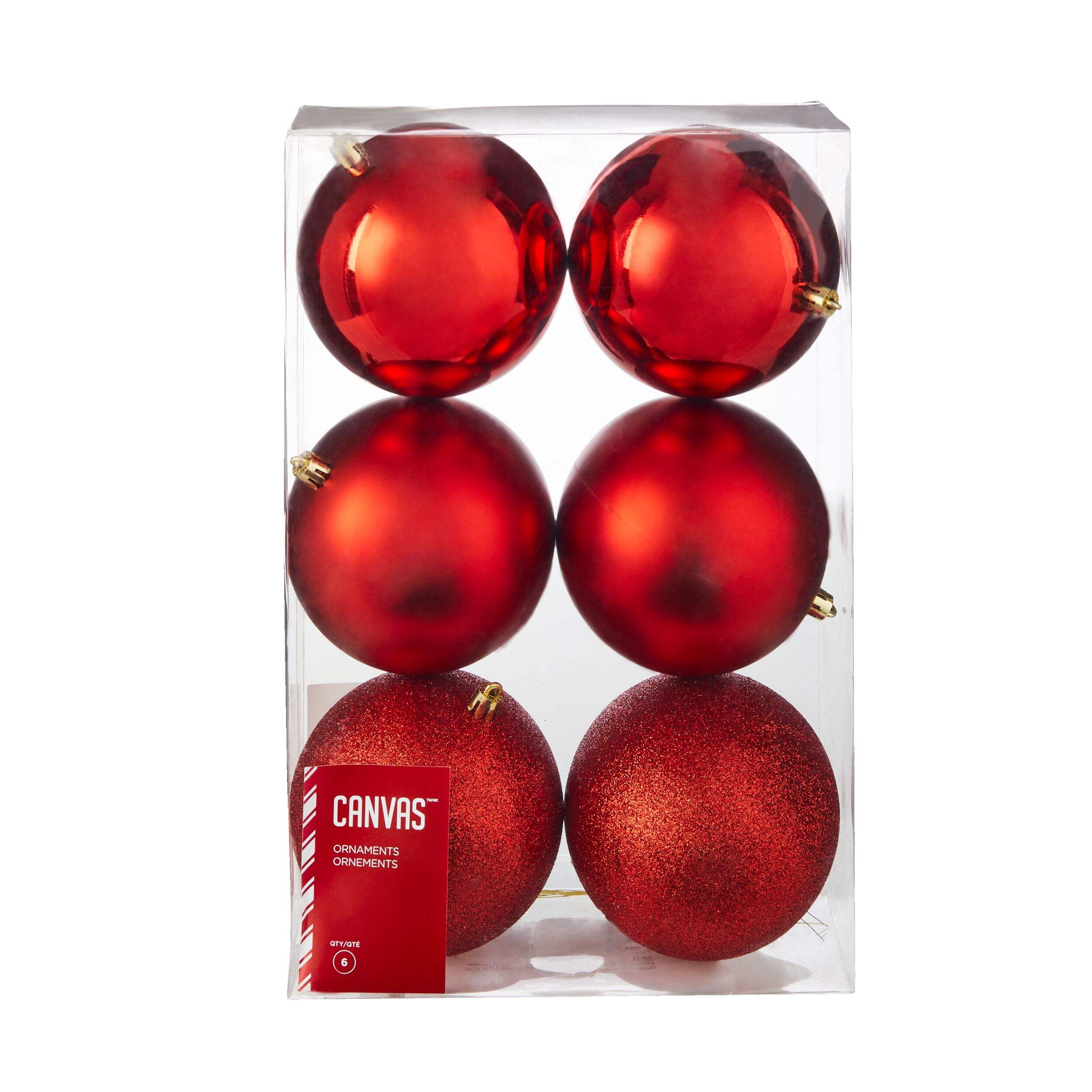 CANVAS Red Collection Shatterproof Decoration Ball Christmas Ornament Set Front_Elevated