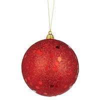 CANVAS Red Disc Sequin Ball Ornament, 100-mm Front_Flat