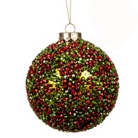Boule de Noël à paillettes CANVAS, thème rouge, varié, 100 mm Front_Flat