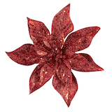 CANVAS Collection Rouge - Décoration de Noël Poinsettia sur pince de neige scintillante, 230 mm Front_Flat