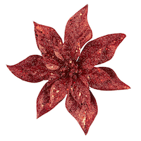CANVAS Red Collection Glittering Decoration Poinsettia Clip Christmas Ornament, 230-mm Front_Flat