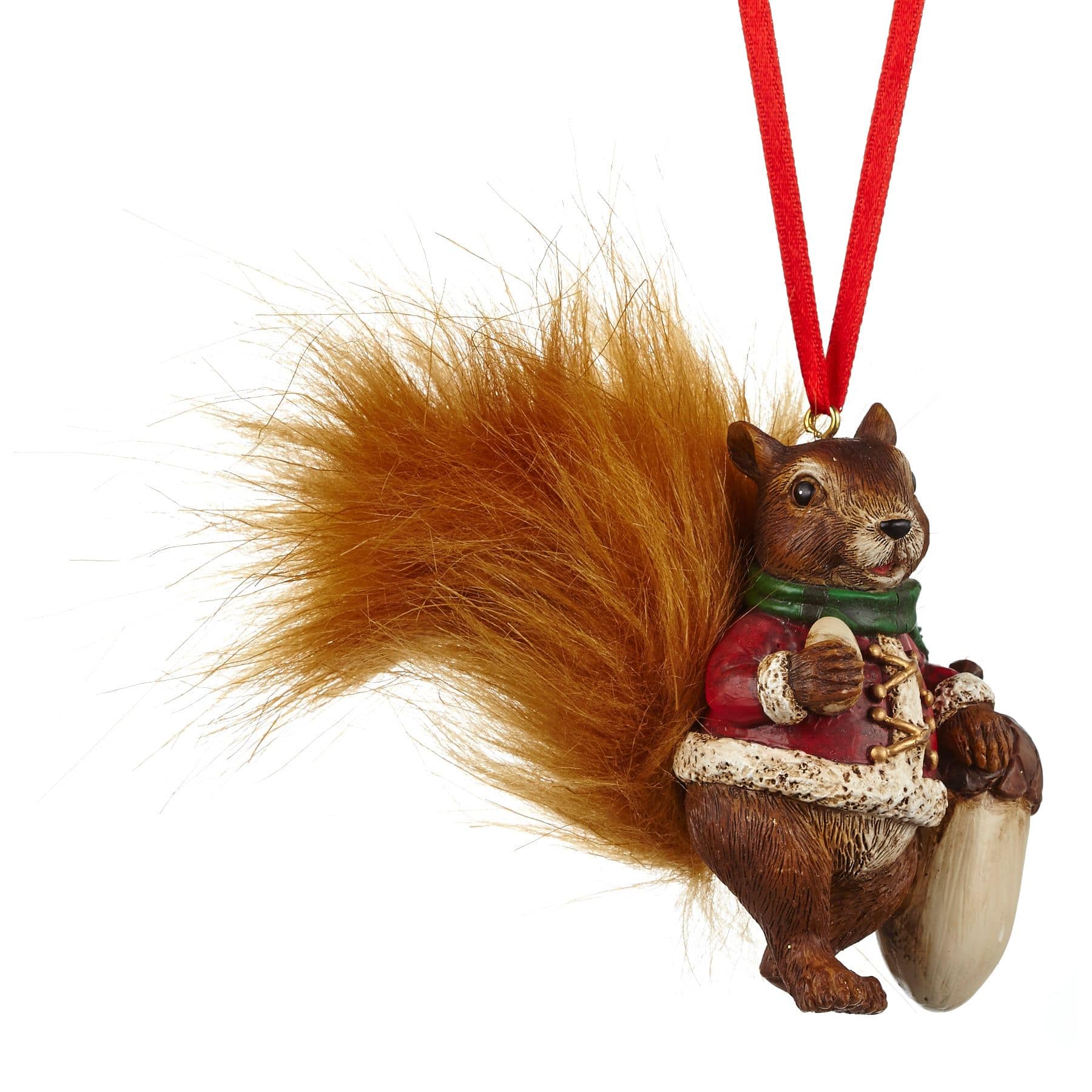 Canvas Red Furry Squirrel Ornament 