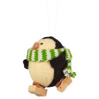 CANVAS Red Wool Penguin Ornament Front_Three_Fourths_Angled_Left