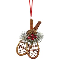 CANVAS Red Collection Decoration Natural Rattan Snow Shoe Christmas Ornament, 155-mm Front_Flat