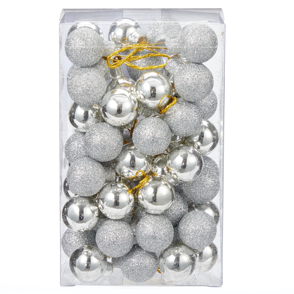 CANVAS Collection Argent Boule de Noël en verre en grappe, argent, 63/4 po, 60 pcs Canadian