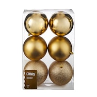 CANVAS Gold Collection Shatterproof Ball Christmas Ornament Set, Assorted Style, 100-mm, 6-pk