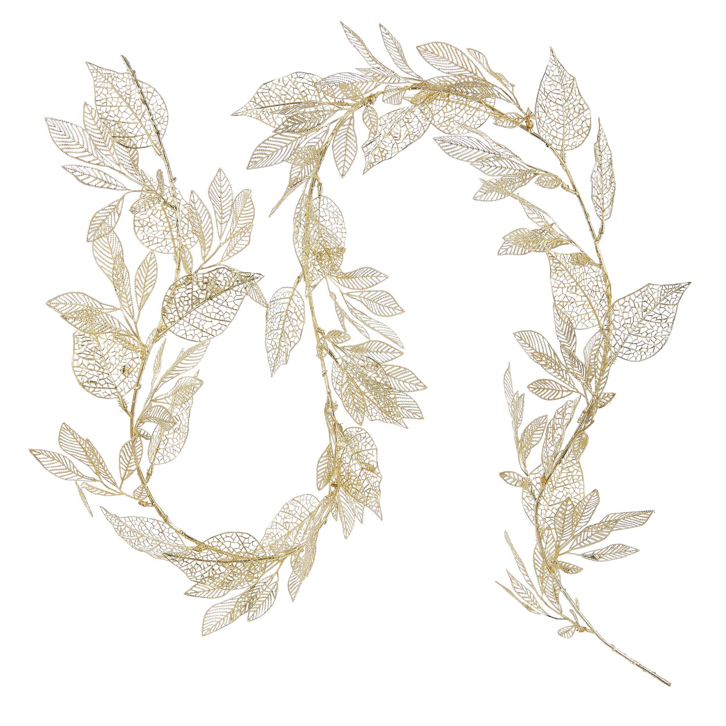 CANVAS Gold Collection Christmas Decoration Shiny Leaf Garland, 6-ft ...