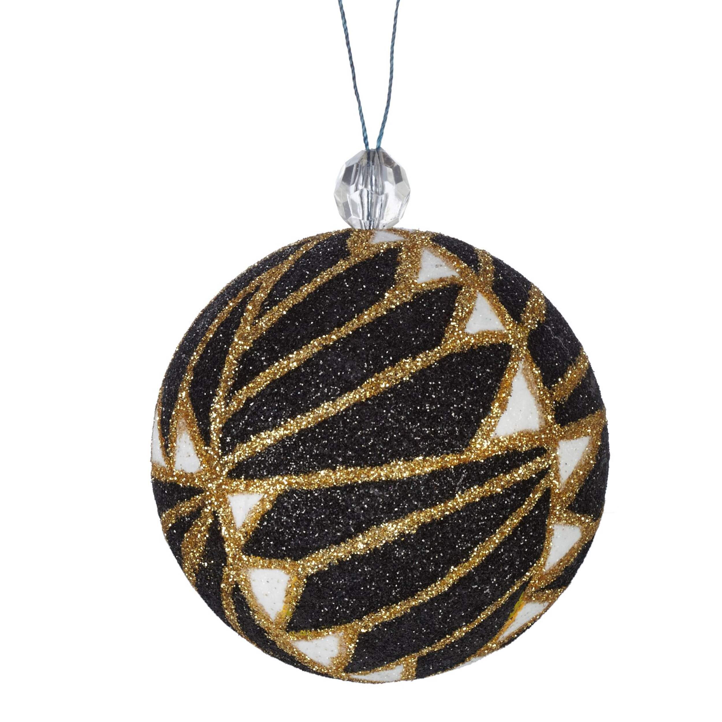 CANVAS - Boule de Noël à motif géométrique dorés, 80 mm, variée Front_Flat