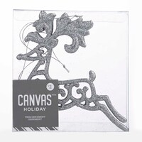 CANVAS Silver Glitter Reindeer Ornaments, 3-pk Front_Flat