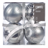 CANVAS Collection Argent - Boule de Noël décorative, 70 mm, paq. 8 Front_Elevated