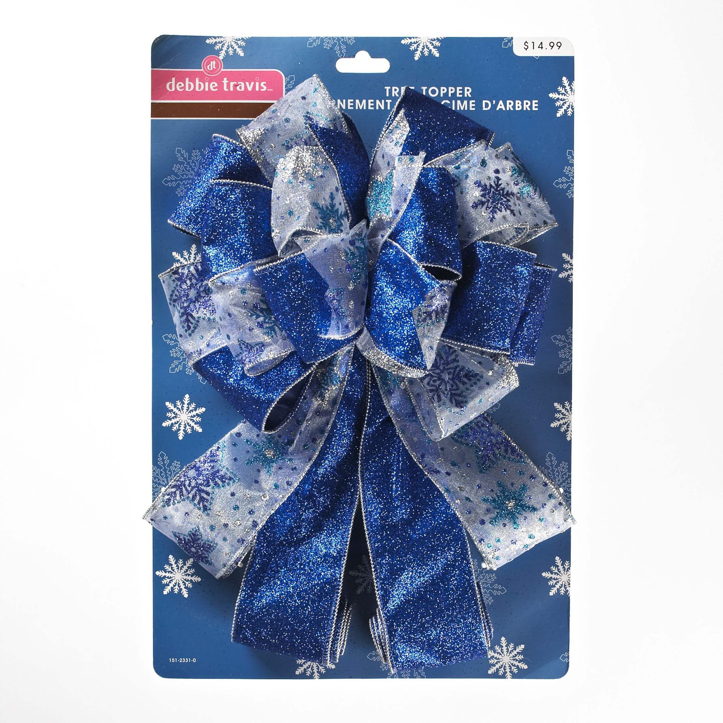 CANVAS Blue Ribbon Tree Topper, 10.5-in Front_Flat