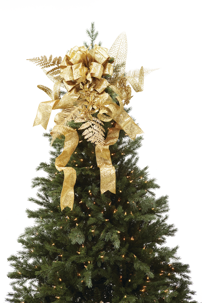 CANVAS Gold Collection Christmas Decoration Ribbon Tree Topper, 33in