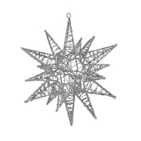 CANVAS Silver Collection Glittering Decoration 17-Point Starburst Christmas Ornament, 180-mm Front_Flat