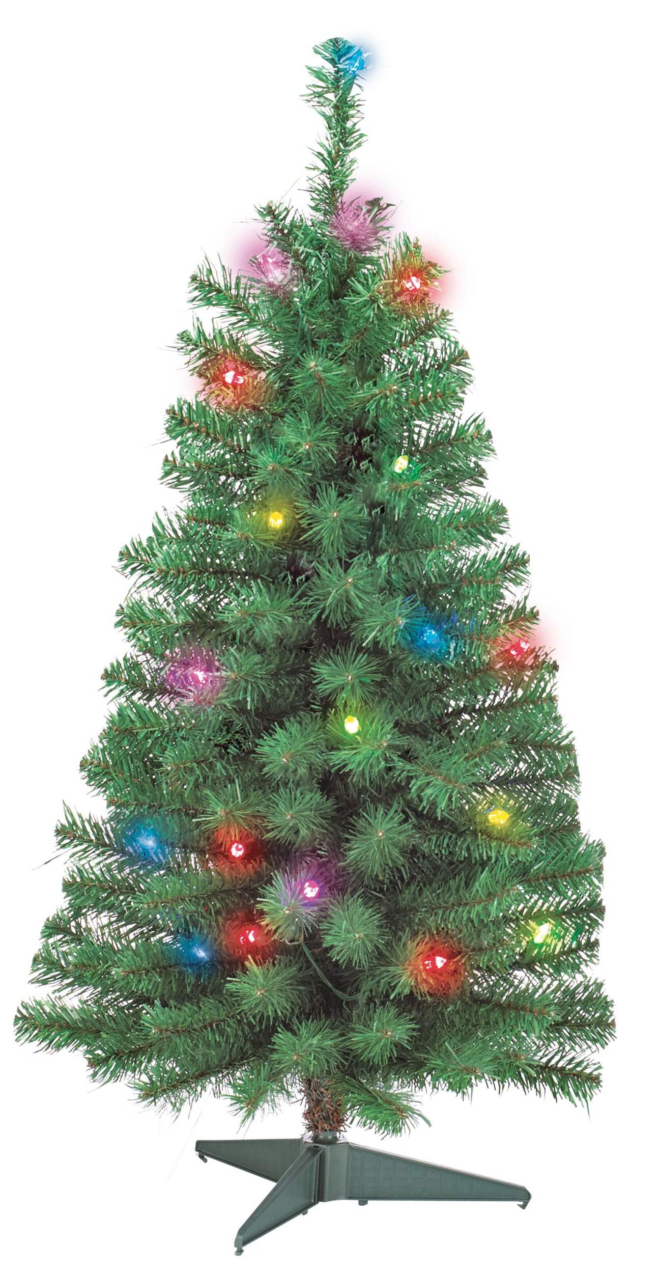 NOMA Pre-Lit LED Christmas Indoor Decoration Artificial Tabletop Christmas Tree, Green, 3-ft Front_Flat