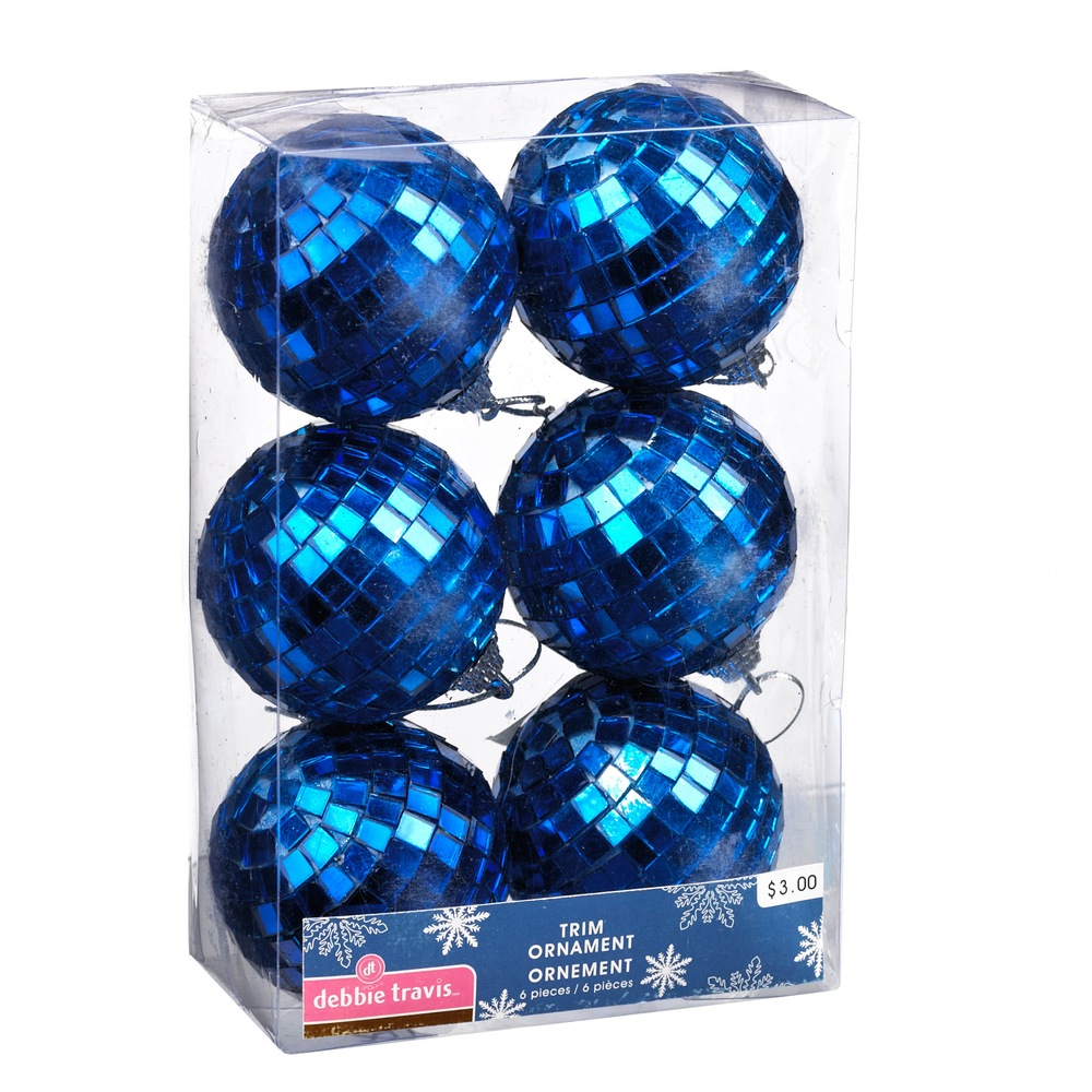 Debbie Travis Disco Ball Ornament Set, Blue, 6pk Canadian Tire