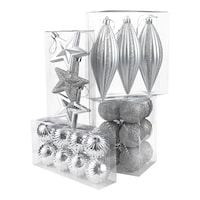 For Living Shatterproof Decoration Silver Christmas Ornament Set, Assorted Style Composite_or_Mixed