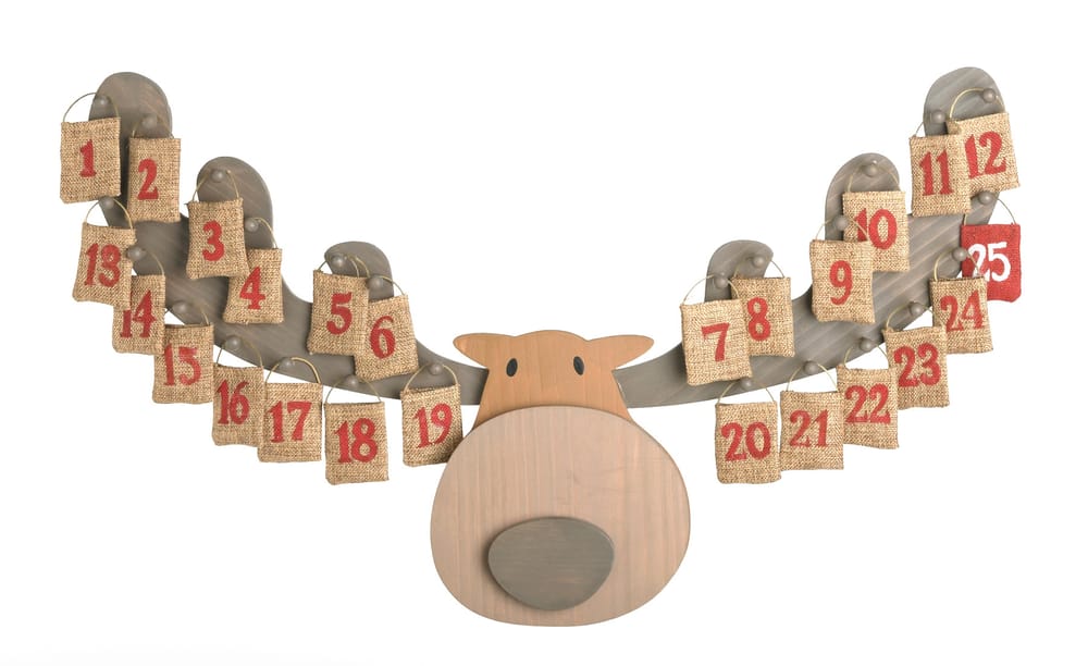 Wooden Moose Advent Calendar, 13.5in Canadian Tire