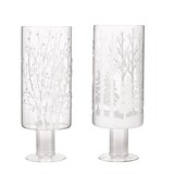 Glass Hurricane Forest Candle Holder for Christmas, White, 12.8-in each Front_Flat