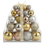Clear Christmas Plastic Ornament Ball Transparent Fillable Sphere Light  Bulb Ornament with Rope and Removable Metal Cap - Gold (24-Pack) 