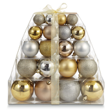 For Living Shatterproof Decoration Gold Stacked Christmas Ornament Set, Assorted Style, 40-pk Front_Flat
