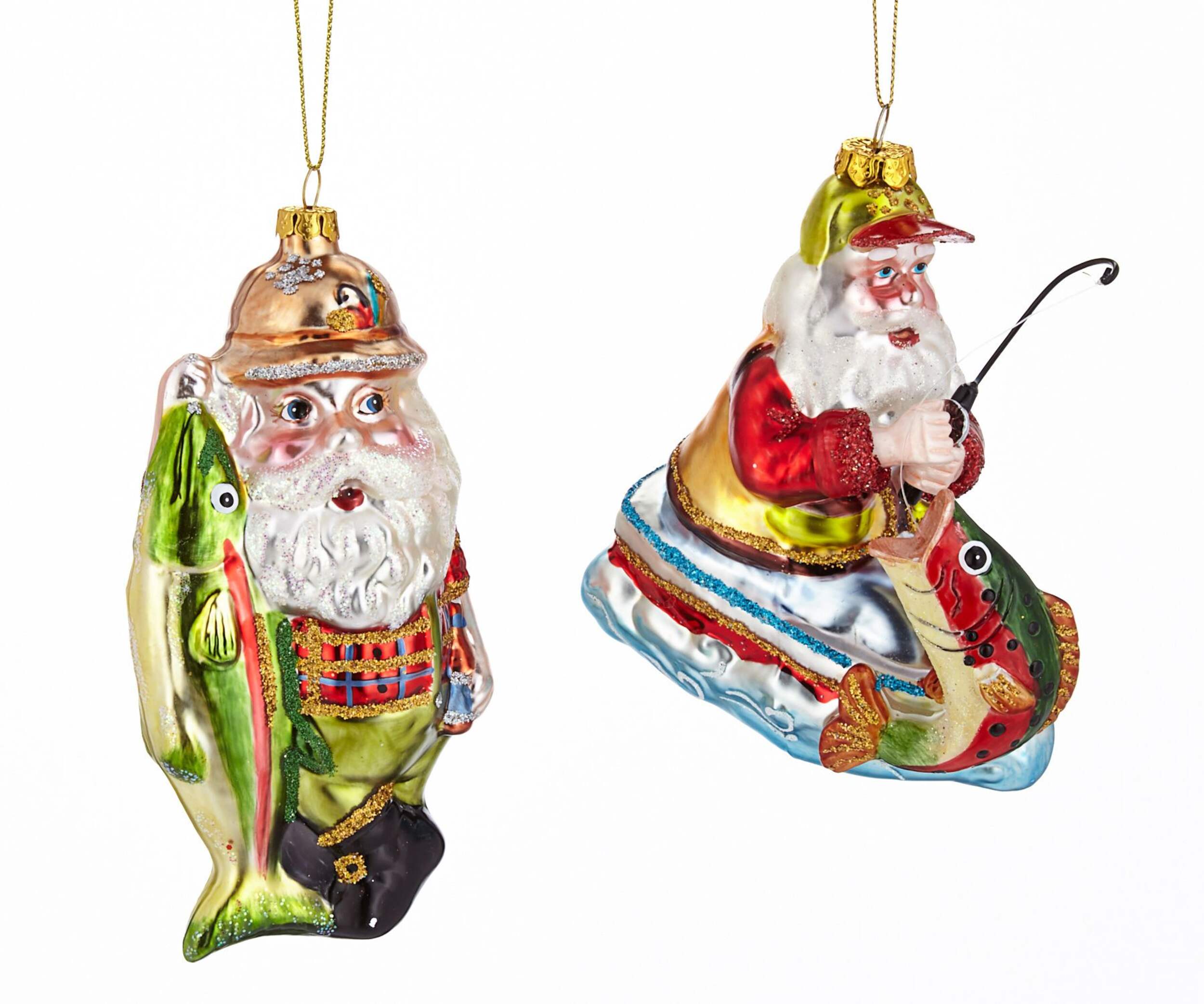 Père Noël à la pêche CANVAS en verre, thème rouge, varié Front_Angled_Right