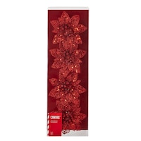 CANVAS Red Collection Glittering Decoration Poinsettia Clip Christmas Ornament Set, 4-pk Front_Elevated