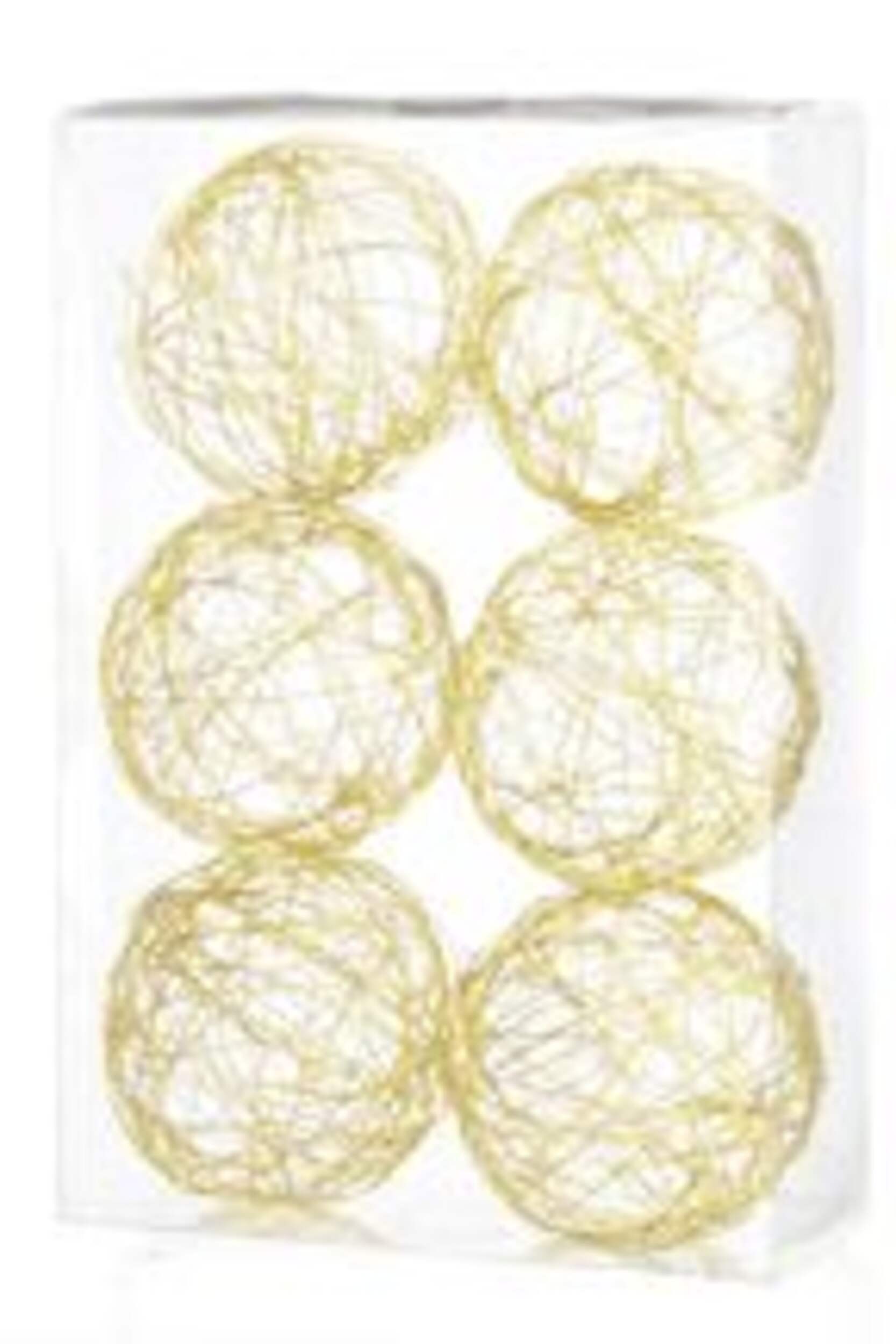 CANVAS Collection Or - Boules de Noël en fil métallique, 70 mm, 6 pcs Front_Angled_Left