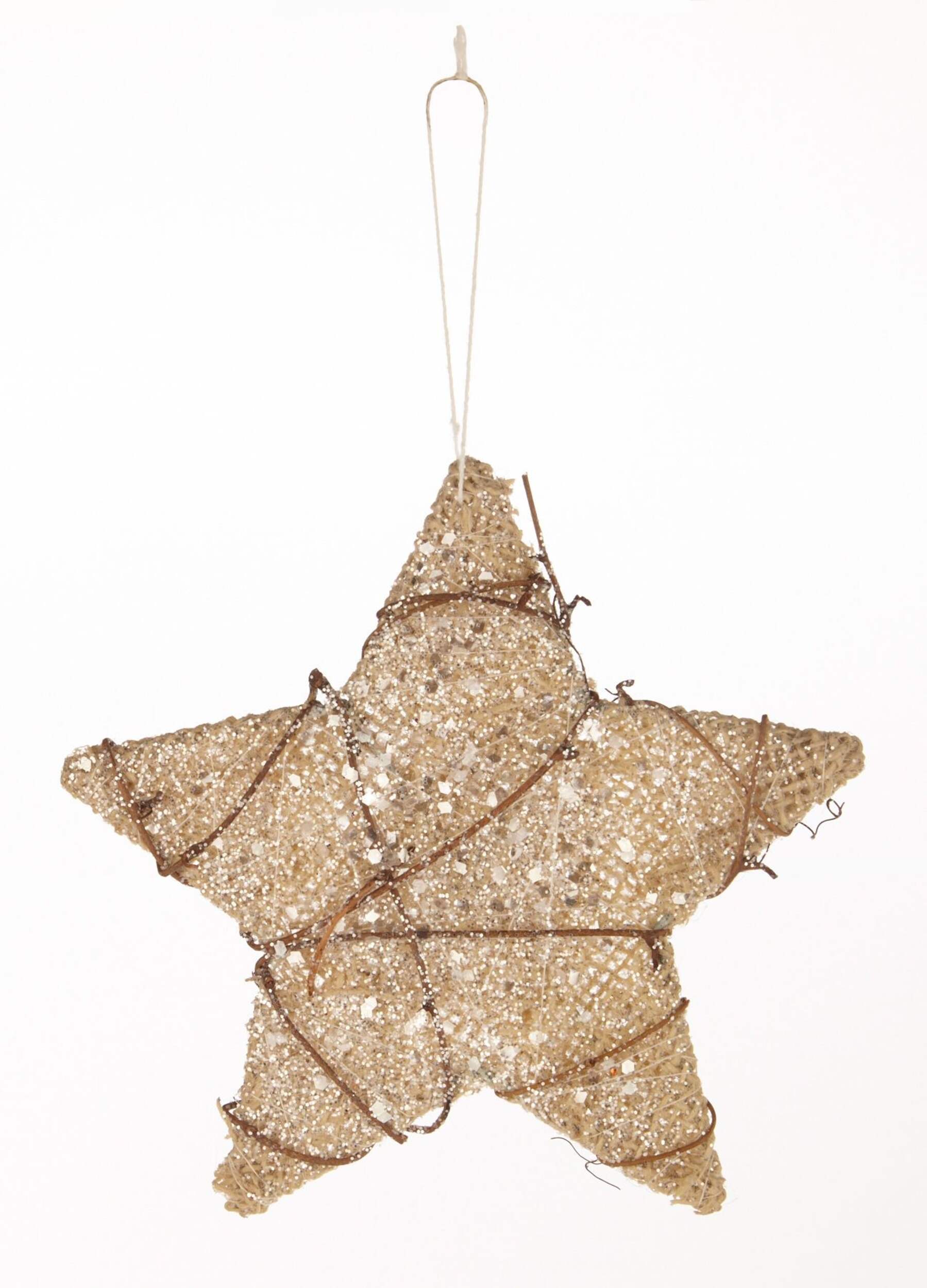 CANVAS Green Jute Star with Sparkle Vines Ornament Front_Flat